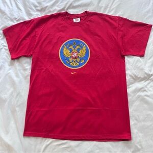 Vintage Nike Team Russia Poccha National Team Hockey Tshirt Size Large Red